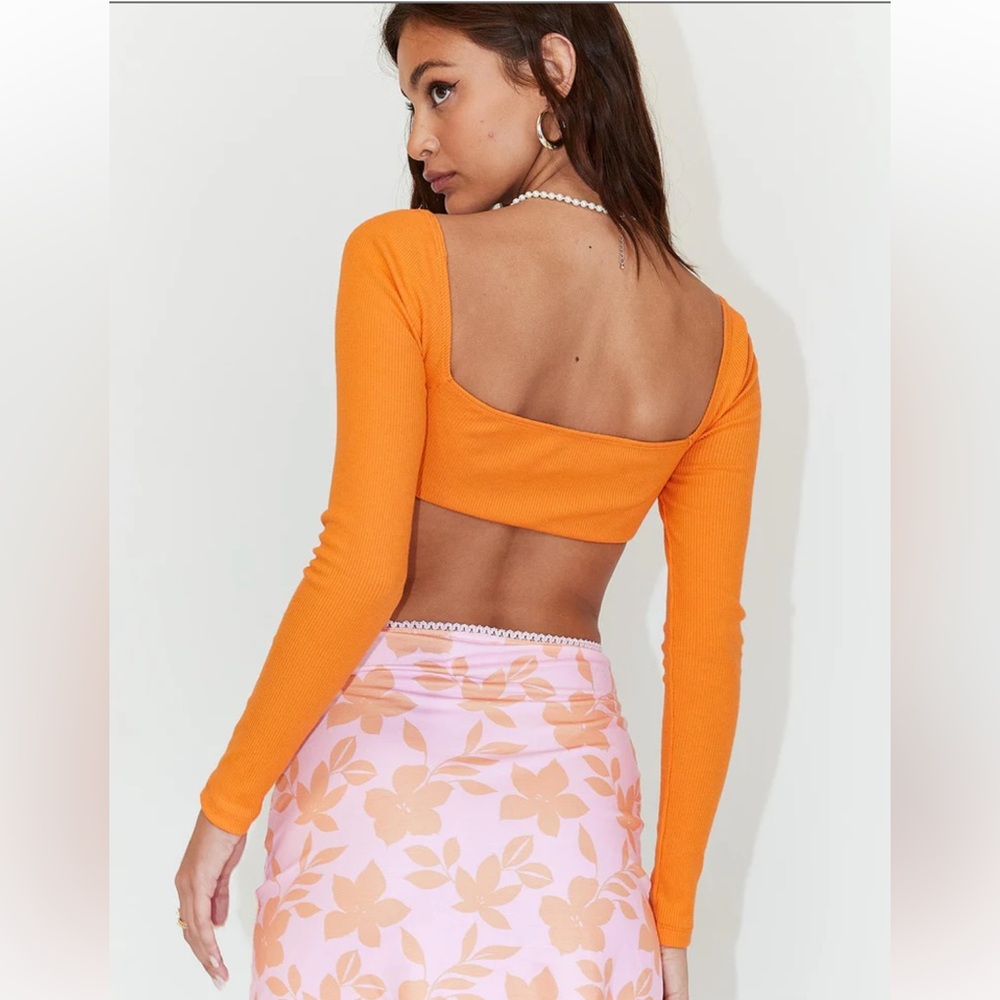 PRINCESS POLLY BECCA LONG SLEEVE CROP TOP ORANGE Size XS - Picture 2 of 8